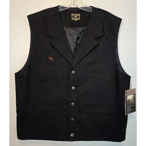 Wyoming Traders Vest Mens XL Black Bronco Canvas Vest Western